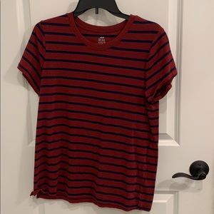 aerie burgundy and navy stripped tee